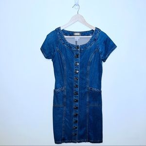 The Territory Ahead Denim Short Sleeve Button Down Dress